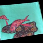 Artist made tea towel. Detail.